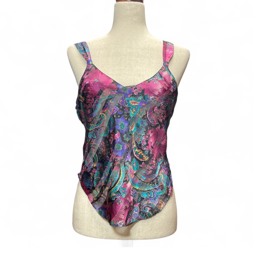 Sears &‎ Roebuck Co Inner Most 80s Purple Paisley Print Lingerie Top Small